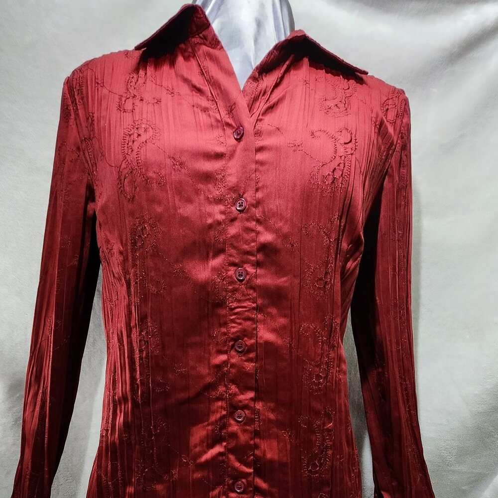 Red Crinkled  Paisley Blouse